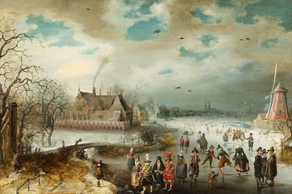 Compatible Landschaft JAHRRIESNGE  for Skating-on-the-Frozen-Amstel-River-lpf00975 