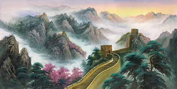 Compatible Landschaft JAHRRIESNGE  for the-Great-Wall-montains-trees-lpg0781 