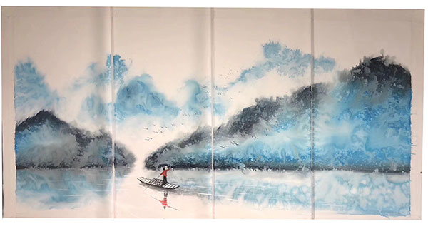 Compatible Landschaft JAHRRIESNGE  for boat-in-lake-lpg1399 